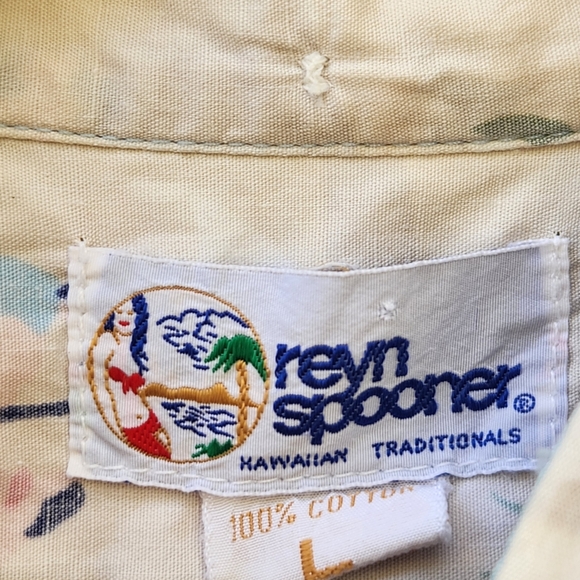 REYN SPOONER Men’s Shirt Large Blue Cotton Reverse Print Hawaiian Sailboats - Picture 3 of 10